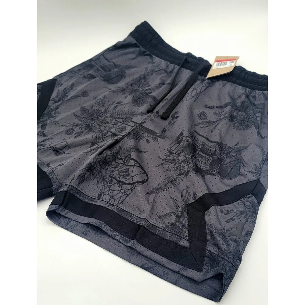 Nike Air Jordan DriFit Printed Diamond Shorts Men's Large Blk/Gry FV8614-010 NWT